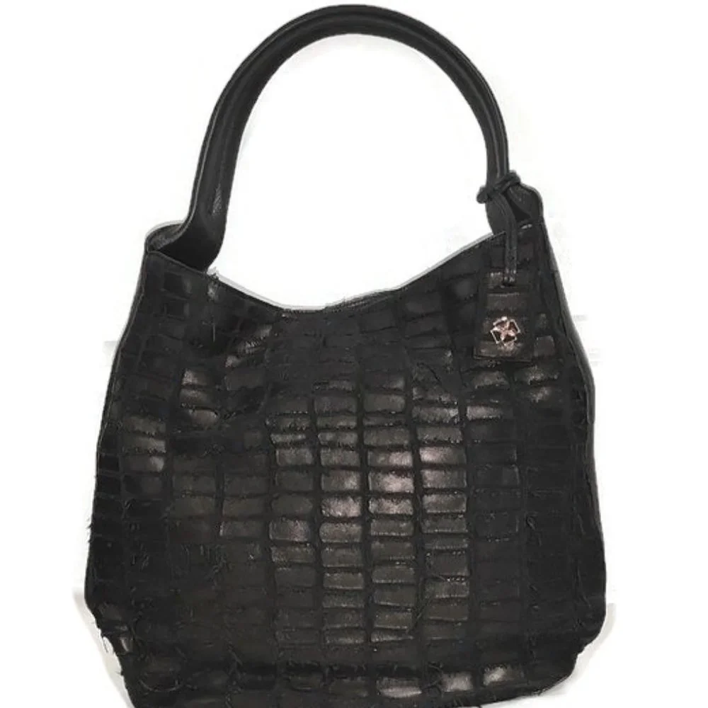 DESMO Large Croc Effect Leather Carrie Hobo